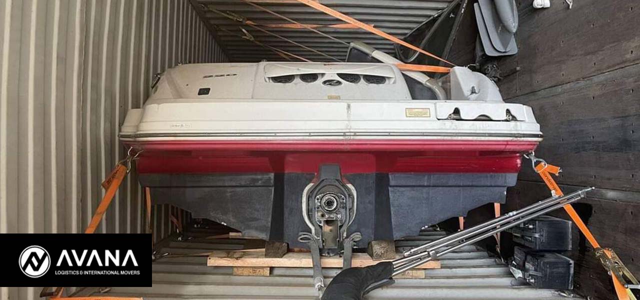 yacht inside container